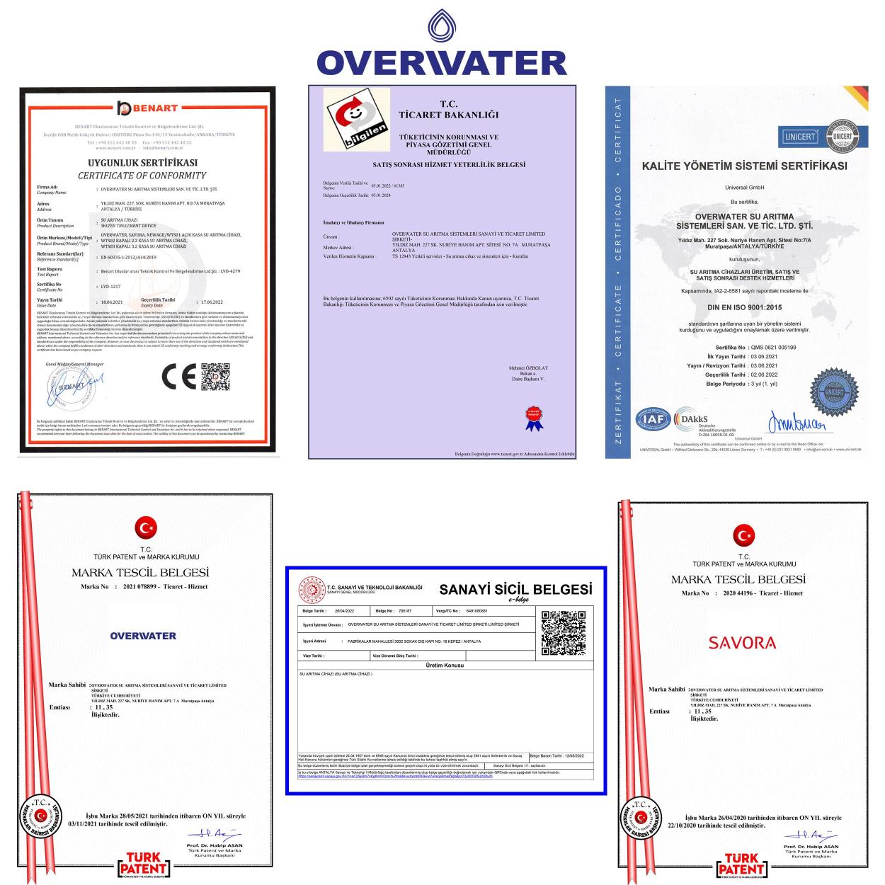 OverWater Kapalı Kasa Su Arıtma Cihazı 5 Li Inline Filtresi Seti 5 Aşamalı Özel Sarım Membran Filtre